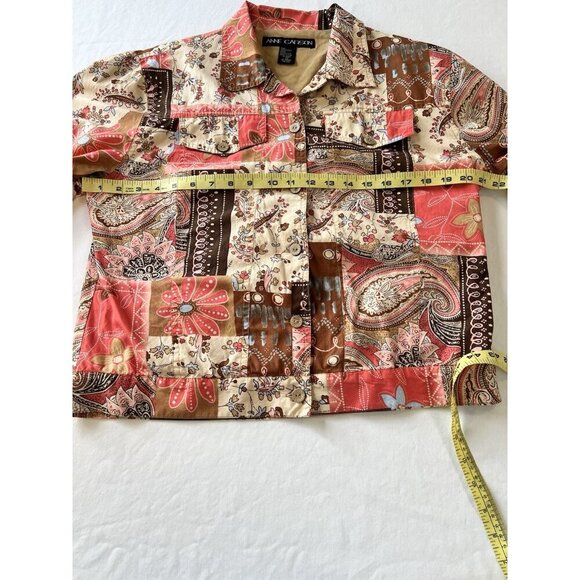 VTG Anne Carson WM LG Patchwork Boho Jacket Shacket Shirt Cottage Art To Wear - Picture 7 of 7